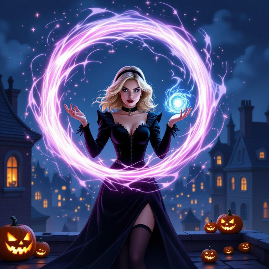 Sabrina Spellman Conjures Magic on Halloween Rooftop