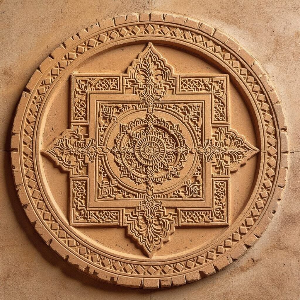 Indian Temple Plan Etched on Terracotta Plate