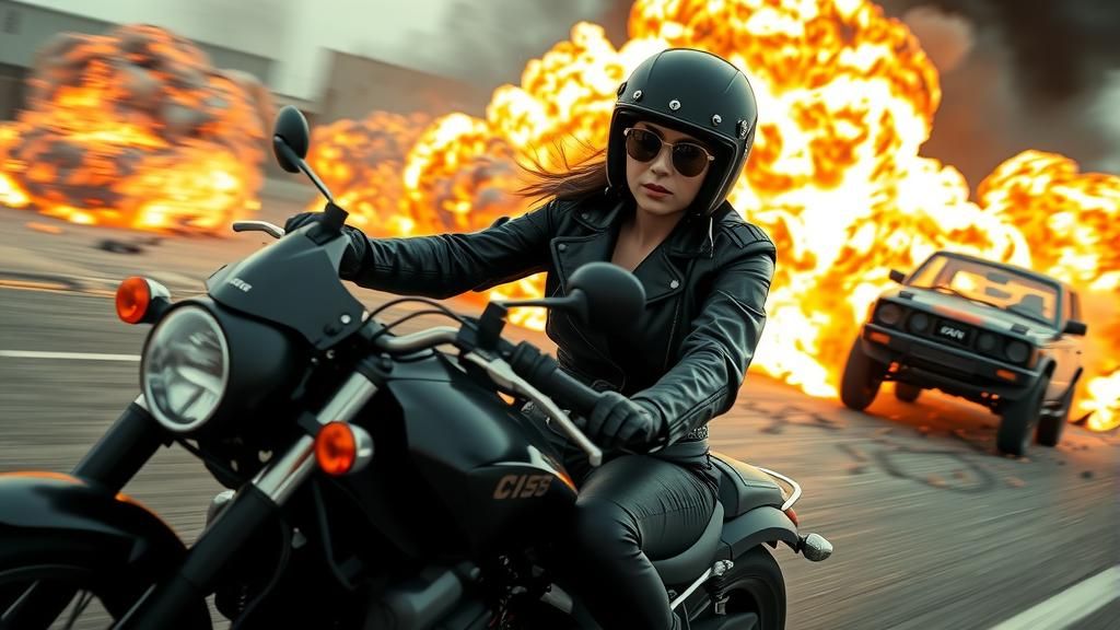 Motorcycle Escape: Explosions in a Cinematic Style