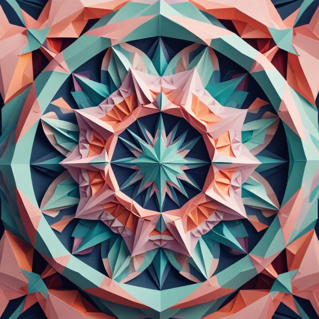 Origami Kaleidoscope with Mirrored Geometric Paper Folds