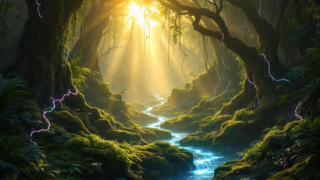 Rainforest Dawn in Vibrant Hues