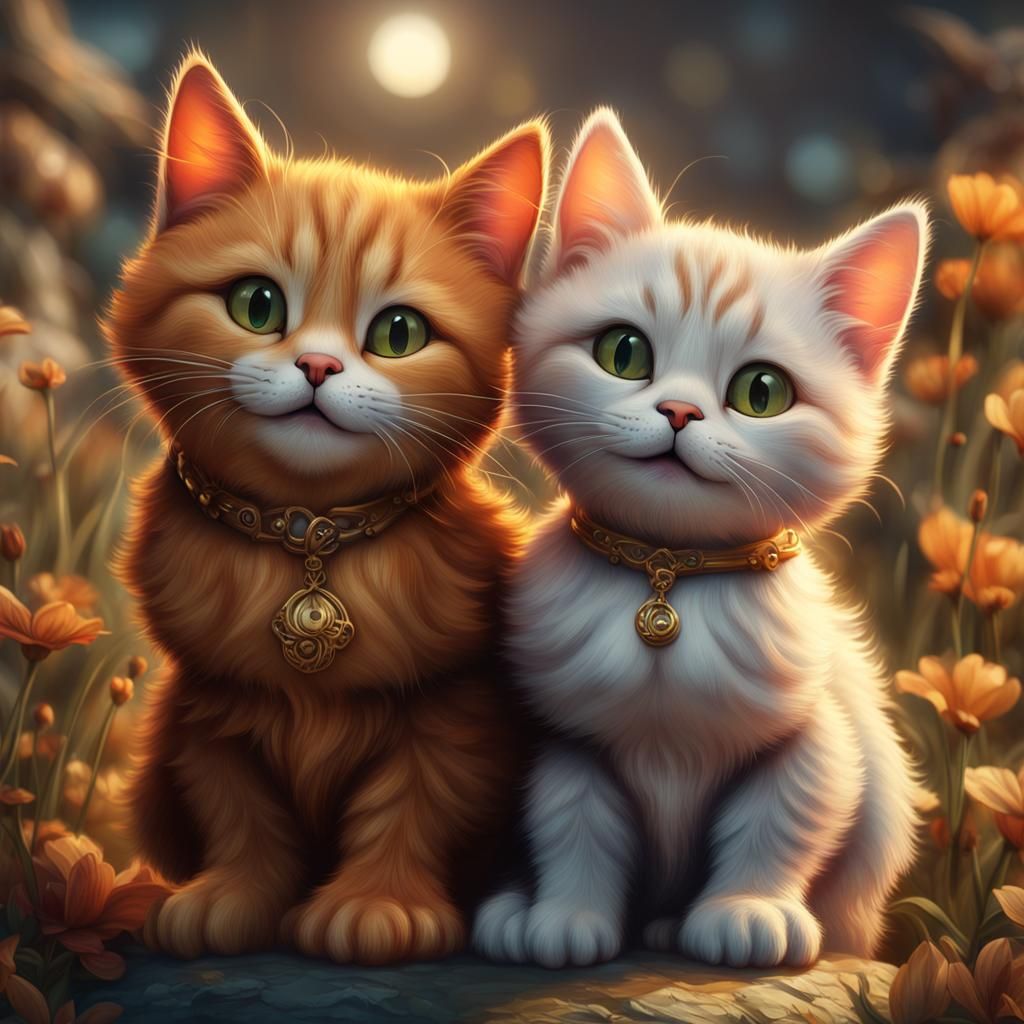 Two Ginger Kittens with Golden Highlights