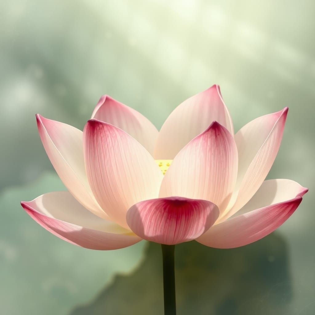 Ethereal Lotus Bloom in Pre-Raphaelite Style