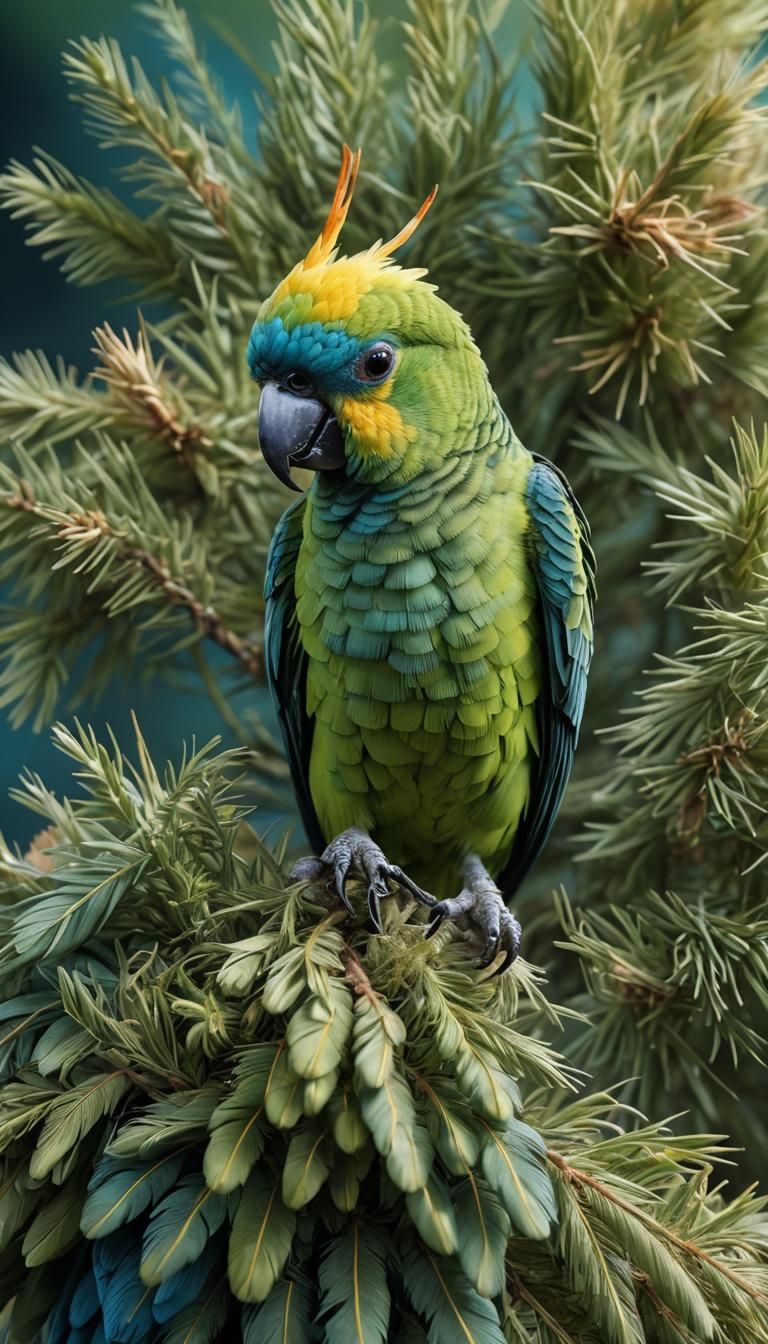 Macro Photo of a Tiny Ram-Horned Parrot