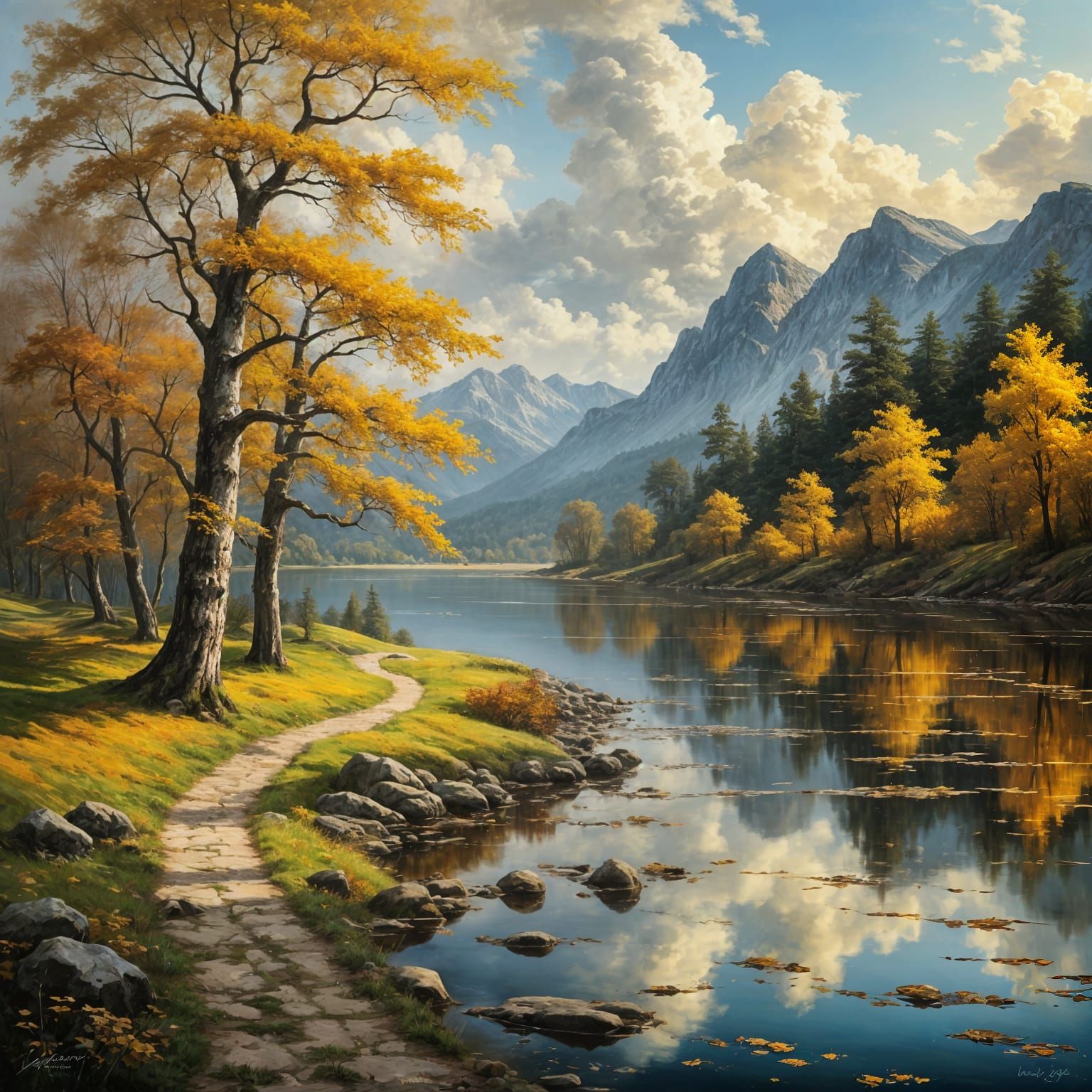 Classical Autumn Landscape Oil Painting Masterpiece