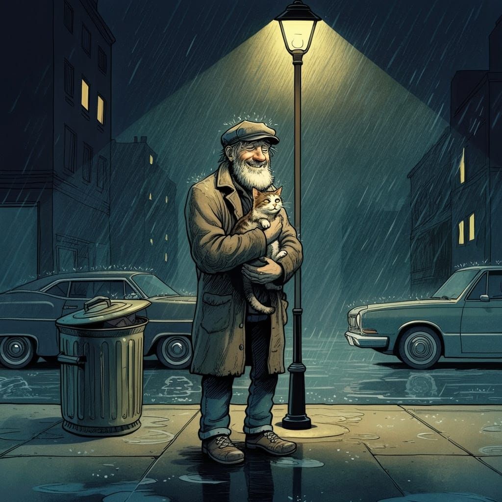 Sage Gentleman Finds Solace with Feline Friend