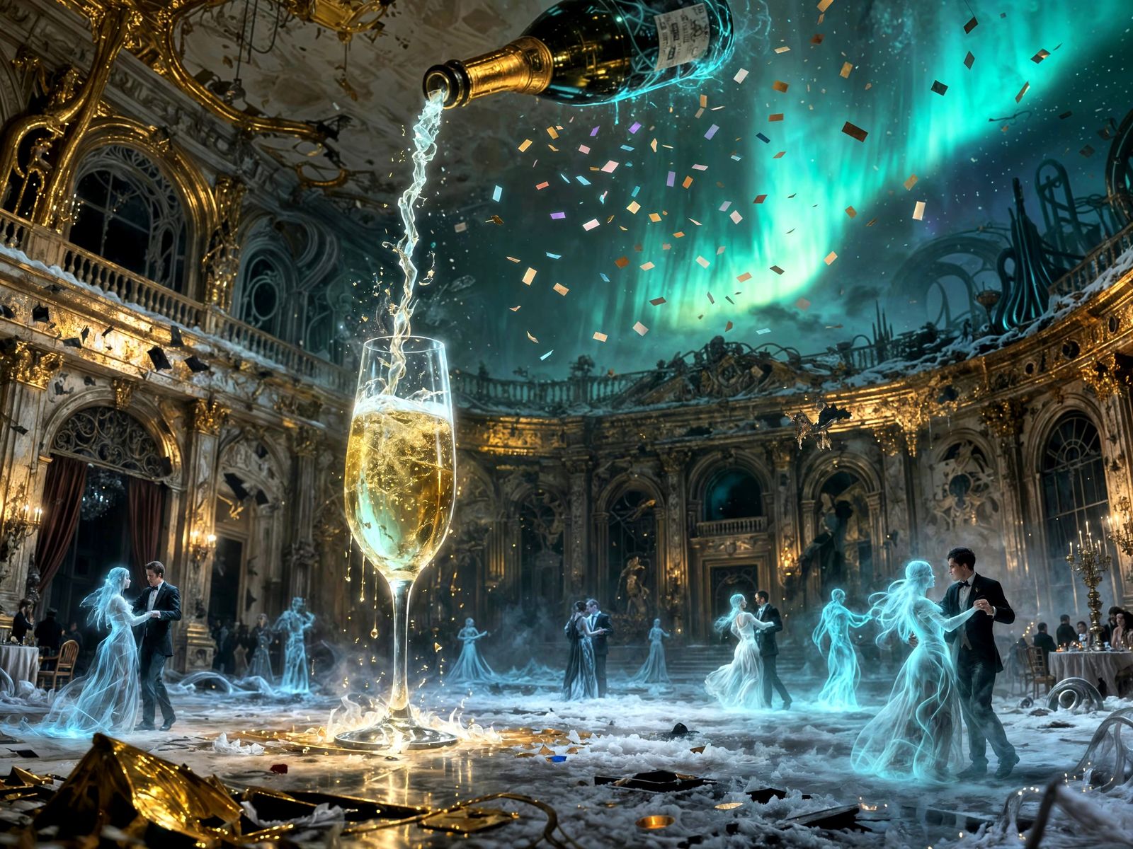 Surreal Haunted New Year's Eve Ball Frozen in Time