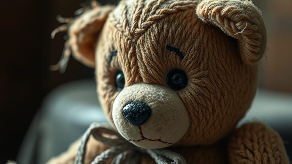 Vintage Teddy Bear Portrait in Nostalgic Style