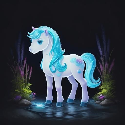 Bioluminescent Chibi Pony in Candy Garden