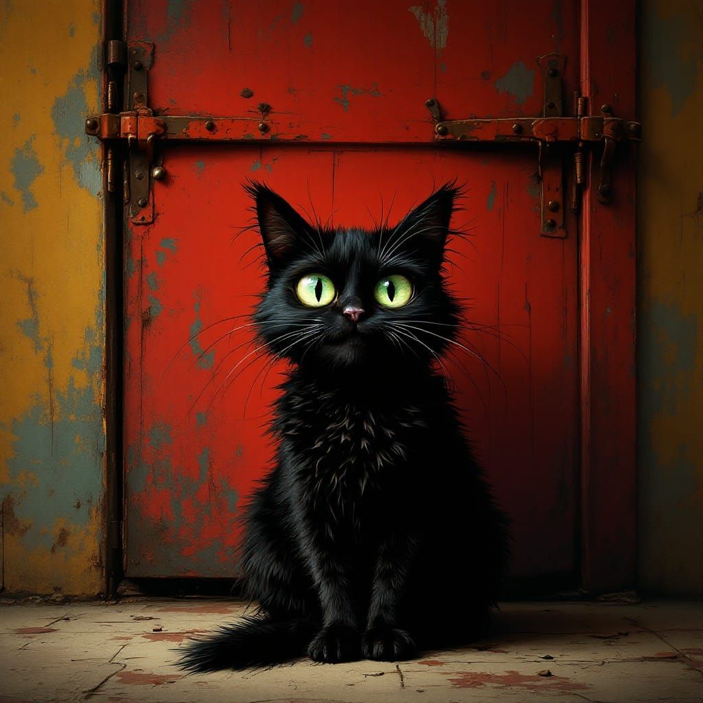 Charismatic Black Cat with Green Eyes