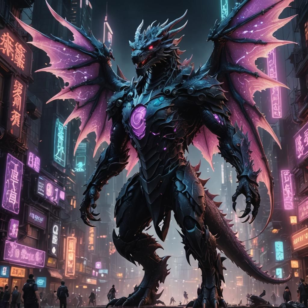 Cyber Dragon Hybrid in Detailed Matte Painting
