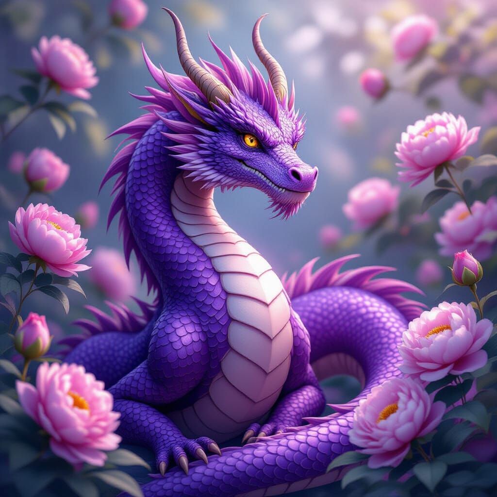 Purple Dragon in Peony Garden