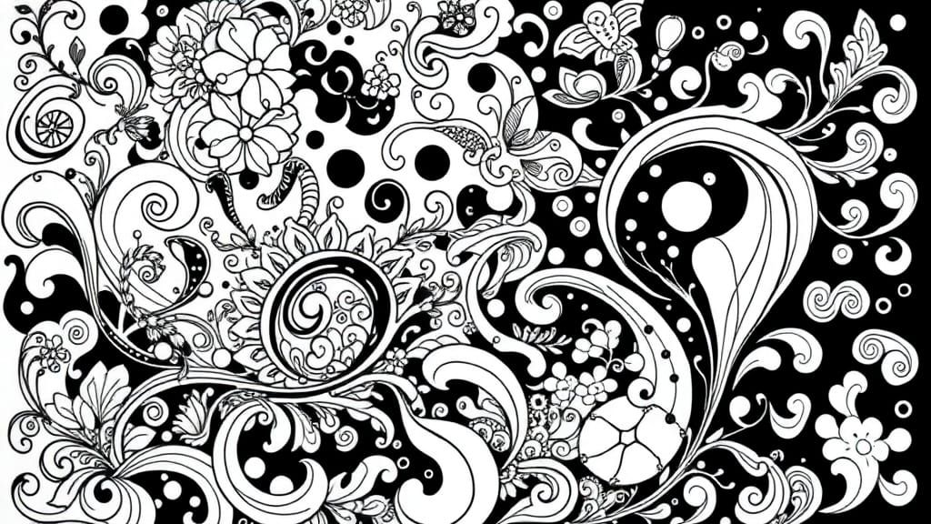 High-Contrast Black and White Doodle Drawing