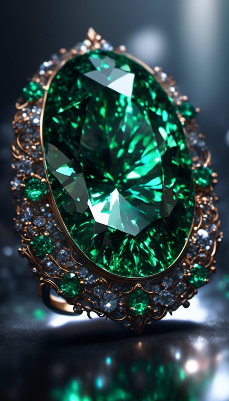 Glittery Emerald Ring in Dark Fantasy Style