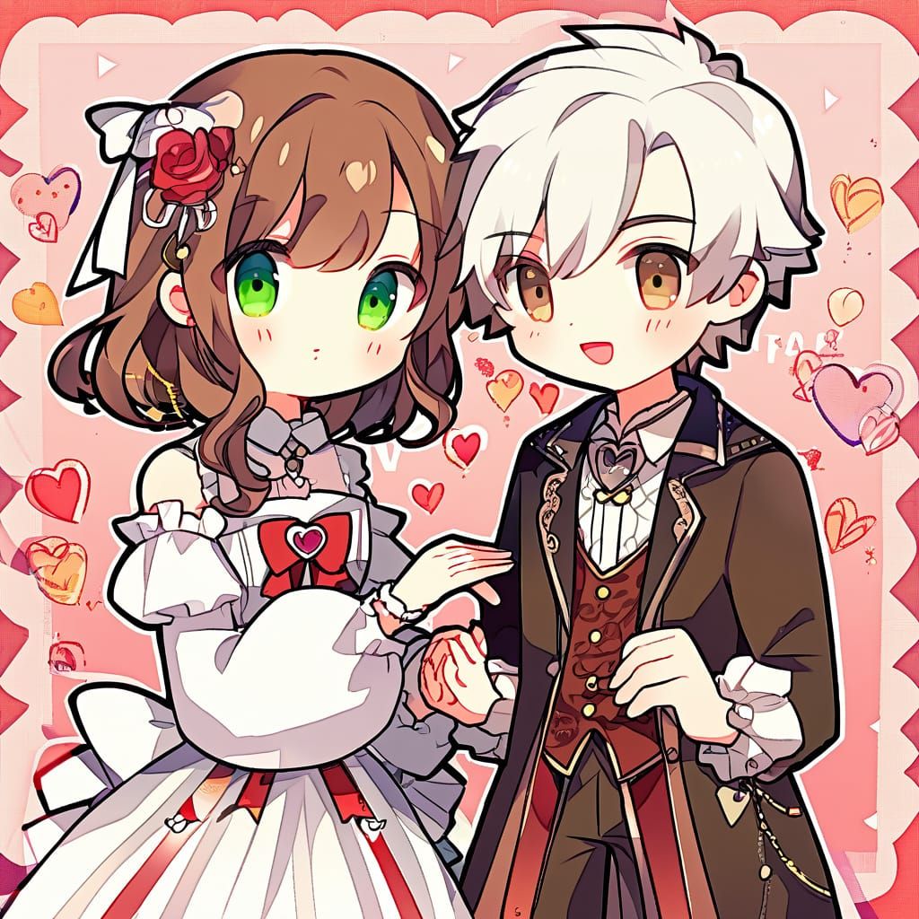 Anime Valentine's Day Couple in Adorable Harmony