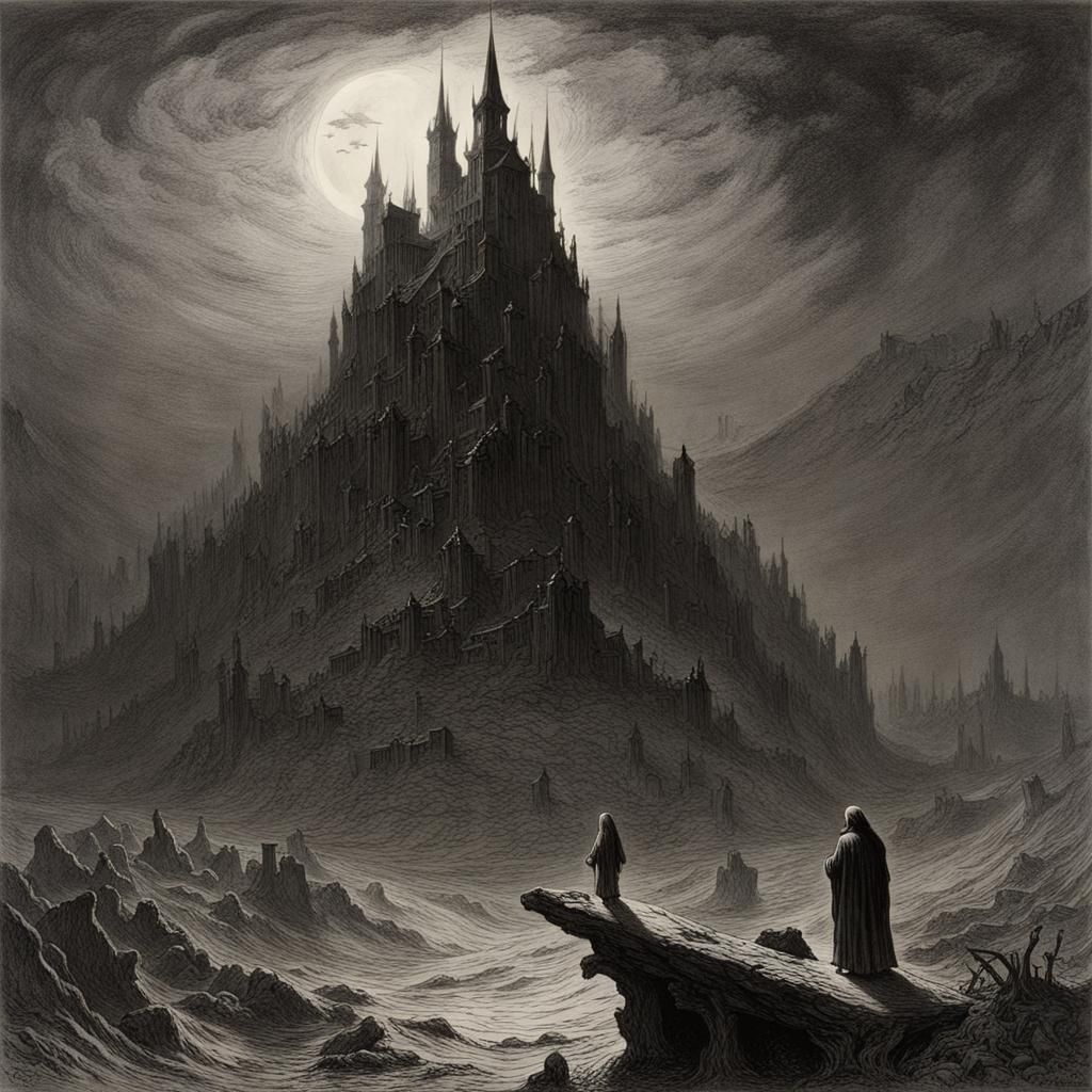 Apocalyptic Horror Scene Inspired by Gustave Doré