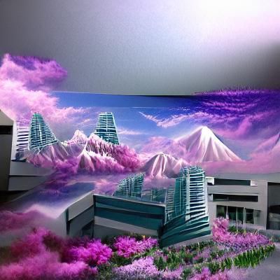 Vaporwave Scene in Matte Painting Style