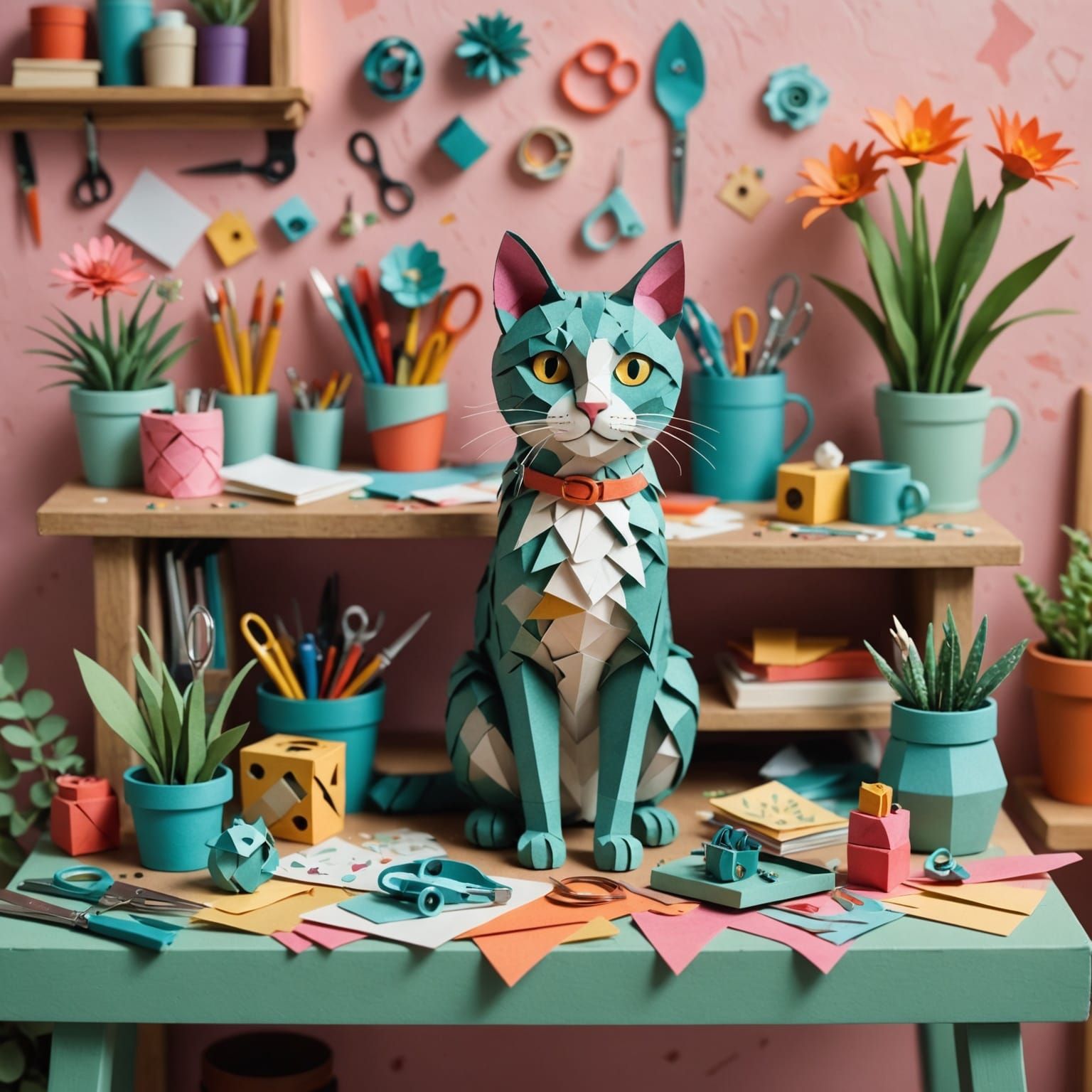 Whimsical Cat Crafts Miniature Paper World