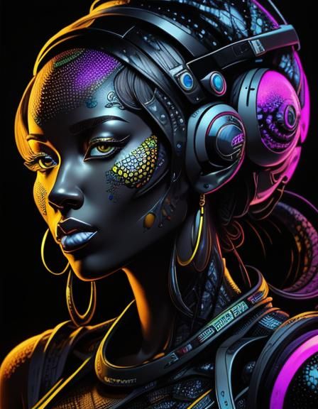 Alien Honeycomb Girl Silhouette Portrait