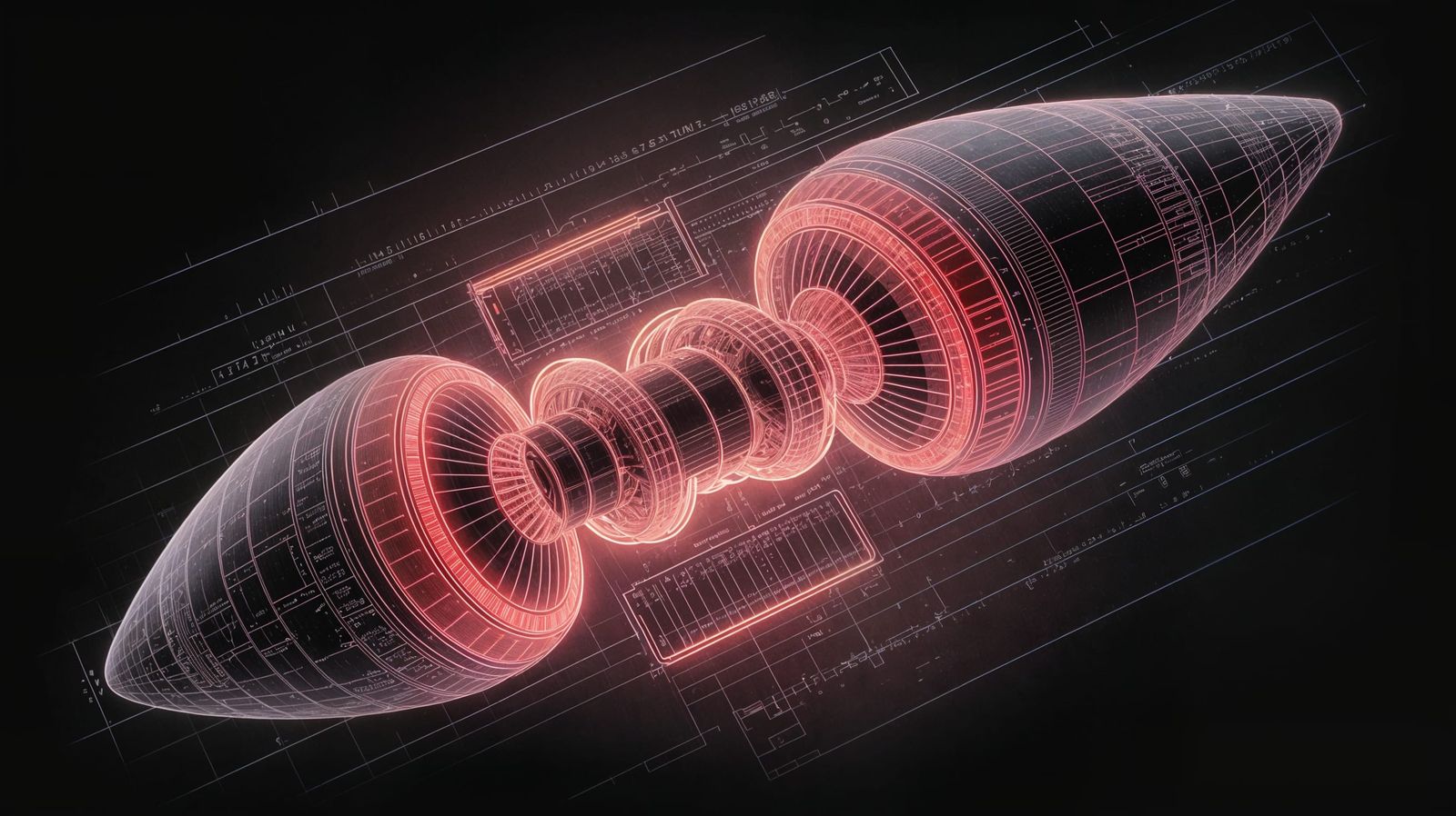 Neon Alien Spaceship Schematic in Synthwave Style