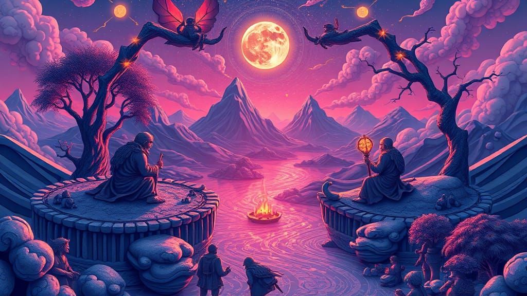 Abstract Fractal Landscape with 3D Shading