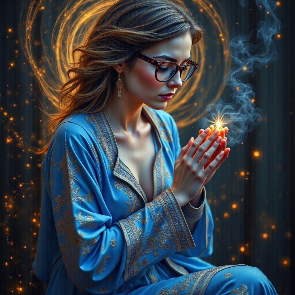 Ethereal Mystic Woman in Dreamlike Environment