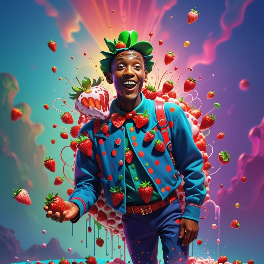 Strawberry Candyman in Detailed Digital Art Style