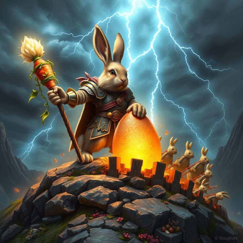 Easter Bunny Guardian of Seasons in Whimsical Battle Armor