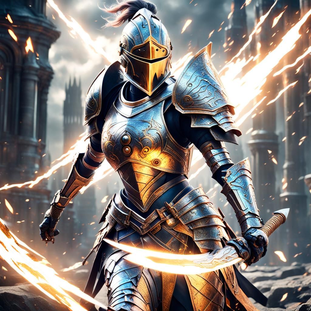 Sci-Fi Knight in Battle: Fantasy Concept Art