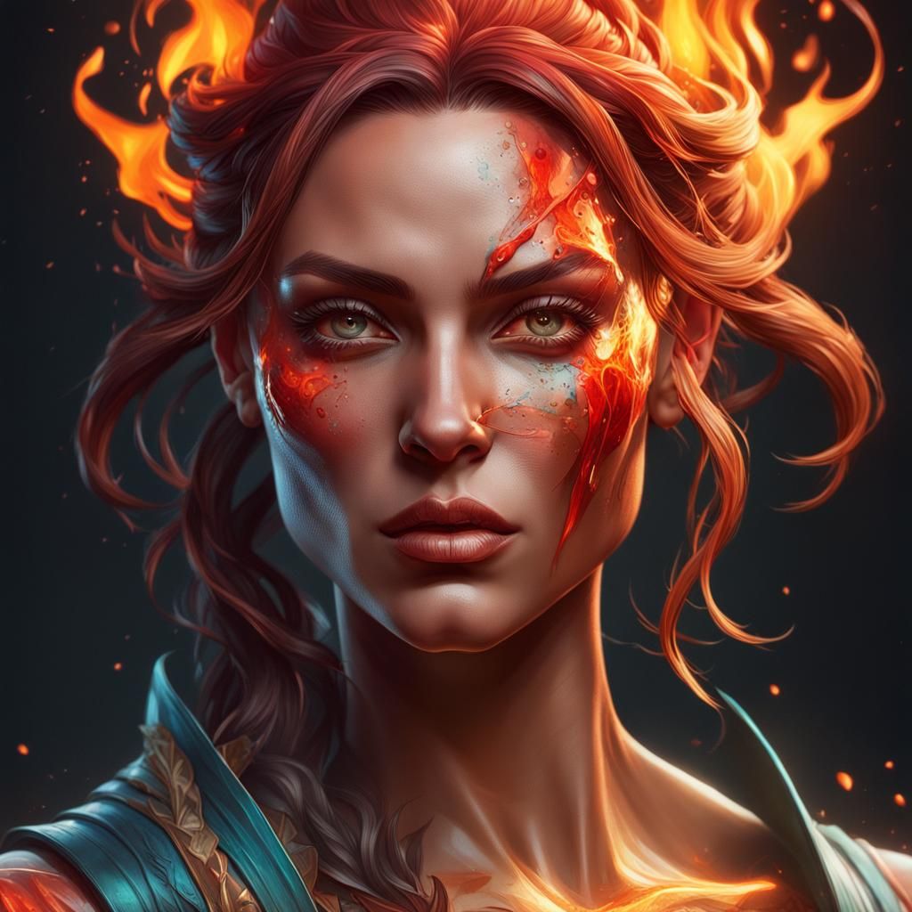 Detailed Portrait with Dynamic Lighting and Triadic Colors