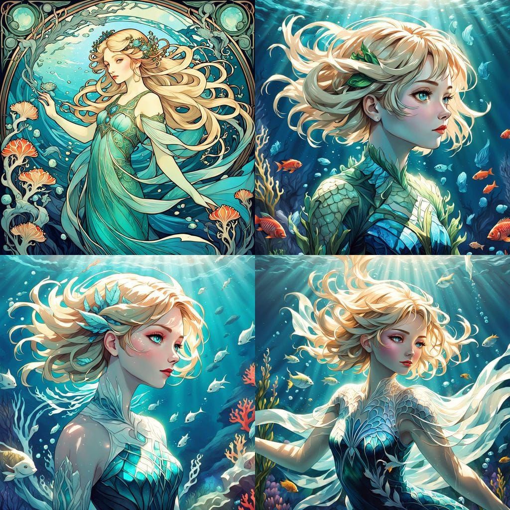 Ocean Goddess with Vibrant Marine Life