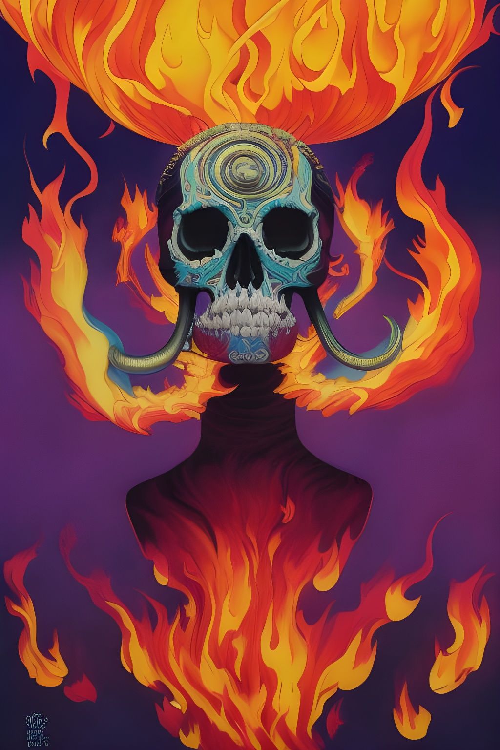 Fiery Skull: Acrylic Pour Painting