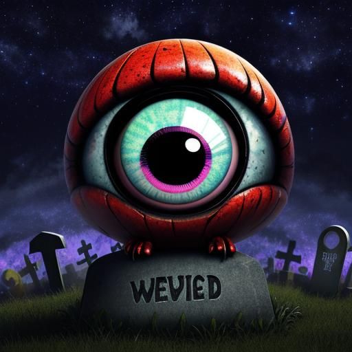 Psychedelic Chibi Doll in Graveyard, 3D Render