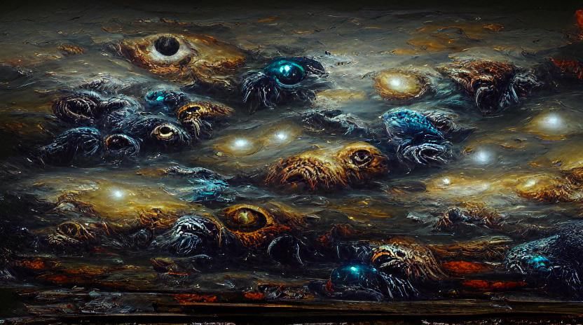 Ominous Watchers in a Detailed Universe Painting