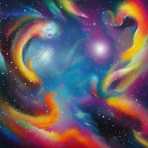 Cosmic Traveller in Multicoloured Galaxy Art