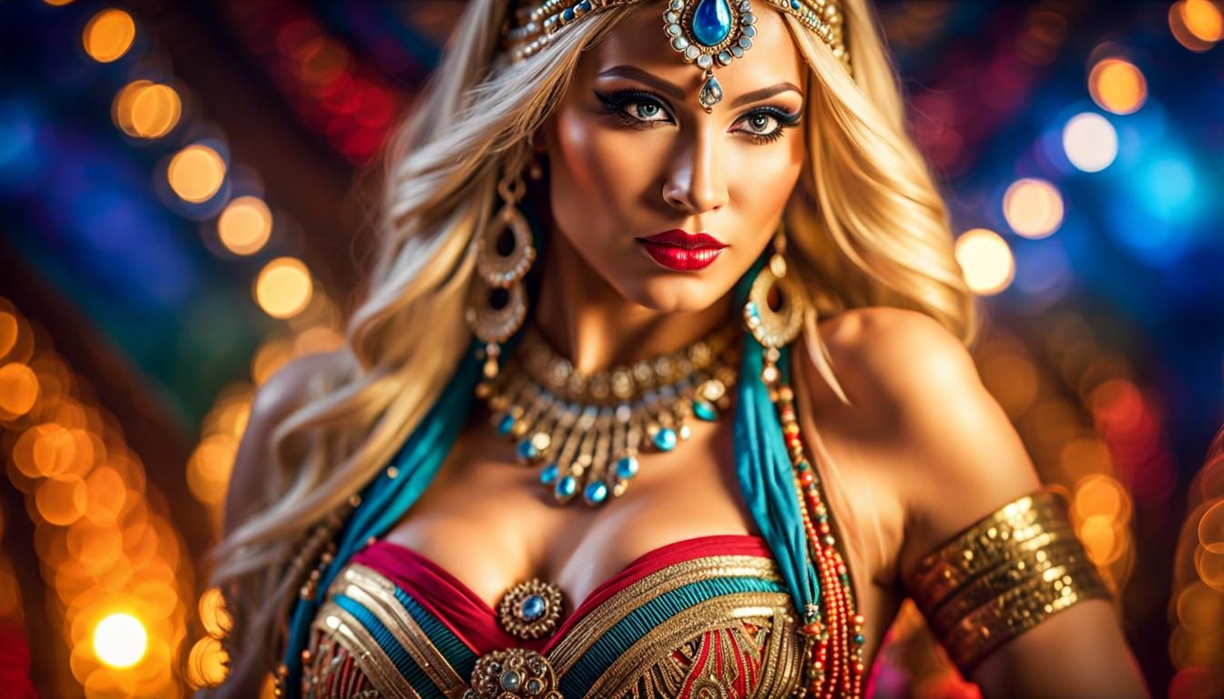 Exotic Belly Dancer in Tribal Fusion Costume