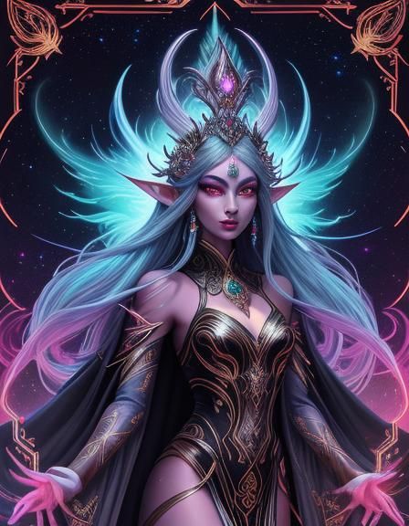 Jade Elf Radiates Neon Beauty in Blacklight Poster
