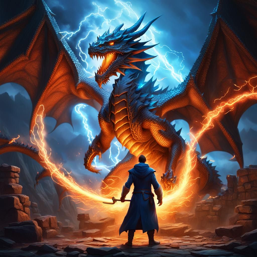 Epic Dragon and Mage Battle in 8k Resolution