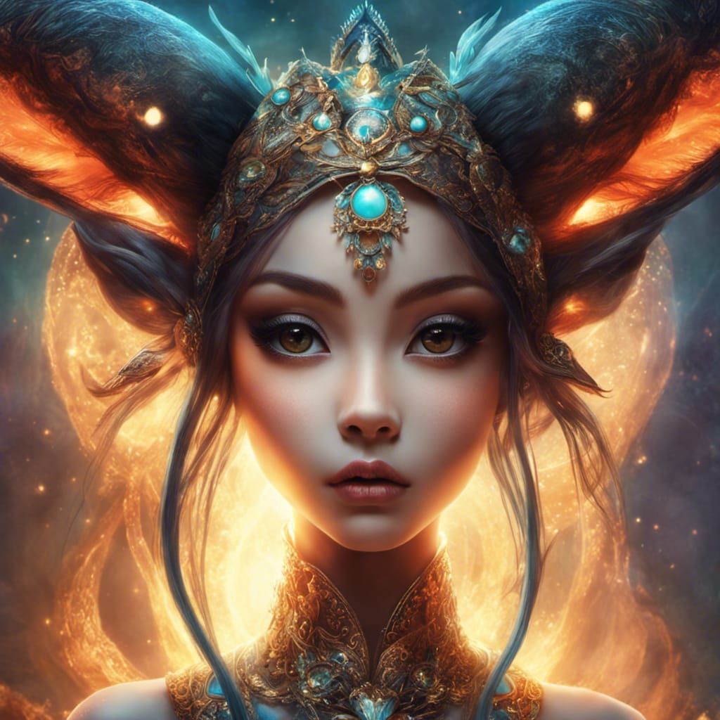 Opalescent Fire Demon Goddess in Hellscape