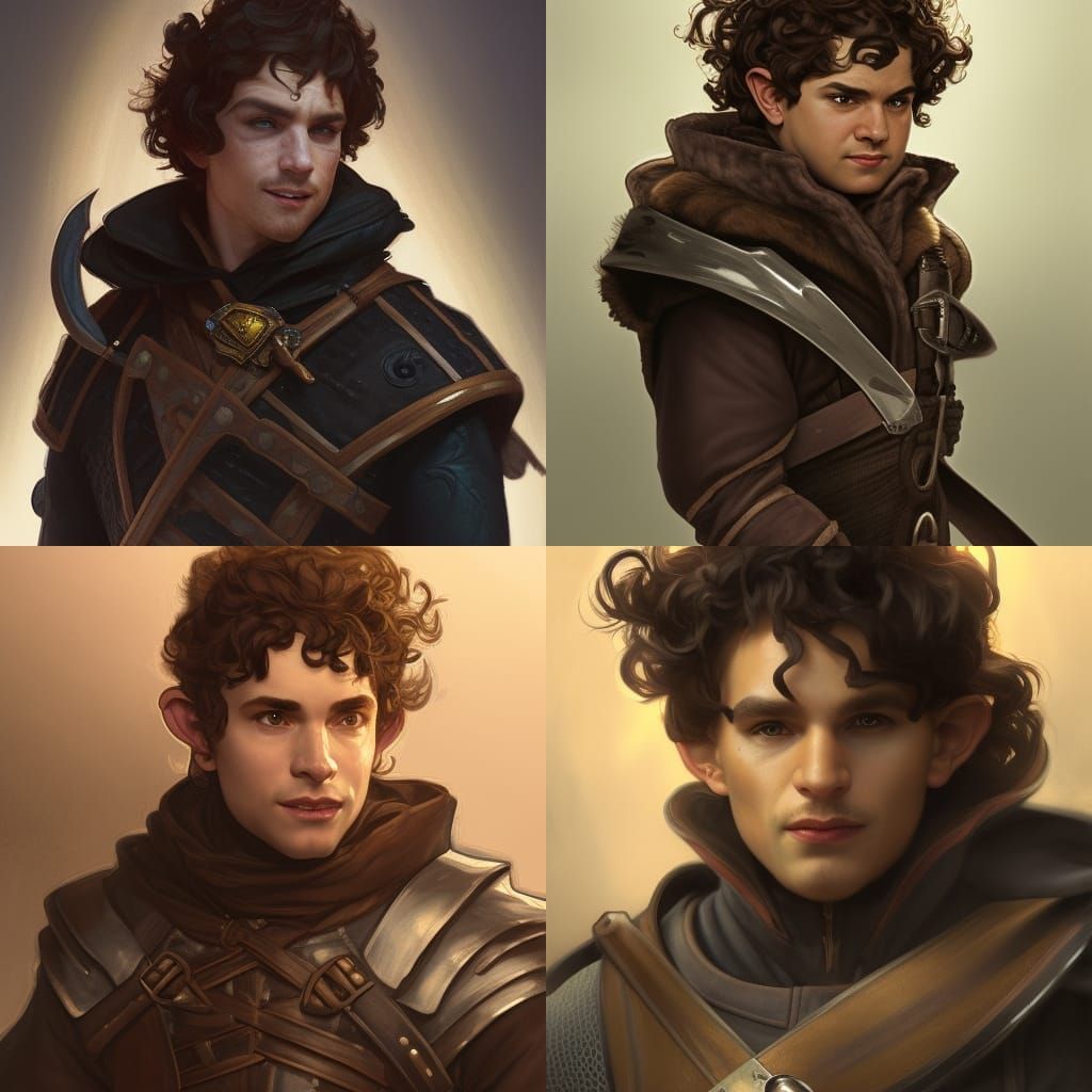 Halfling Rogue Portrait in Hyperdetailed Digital Art