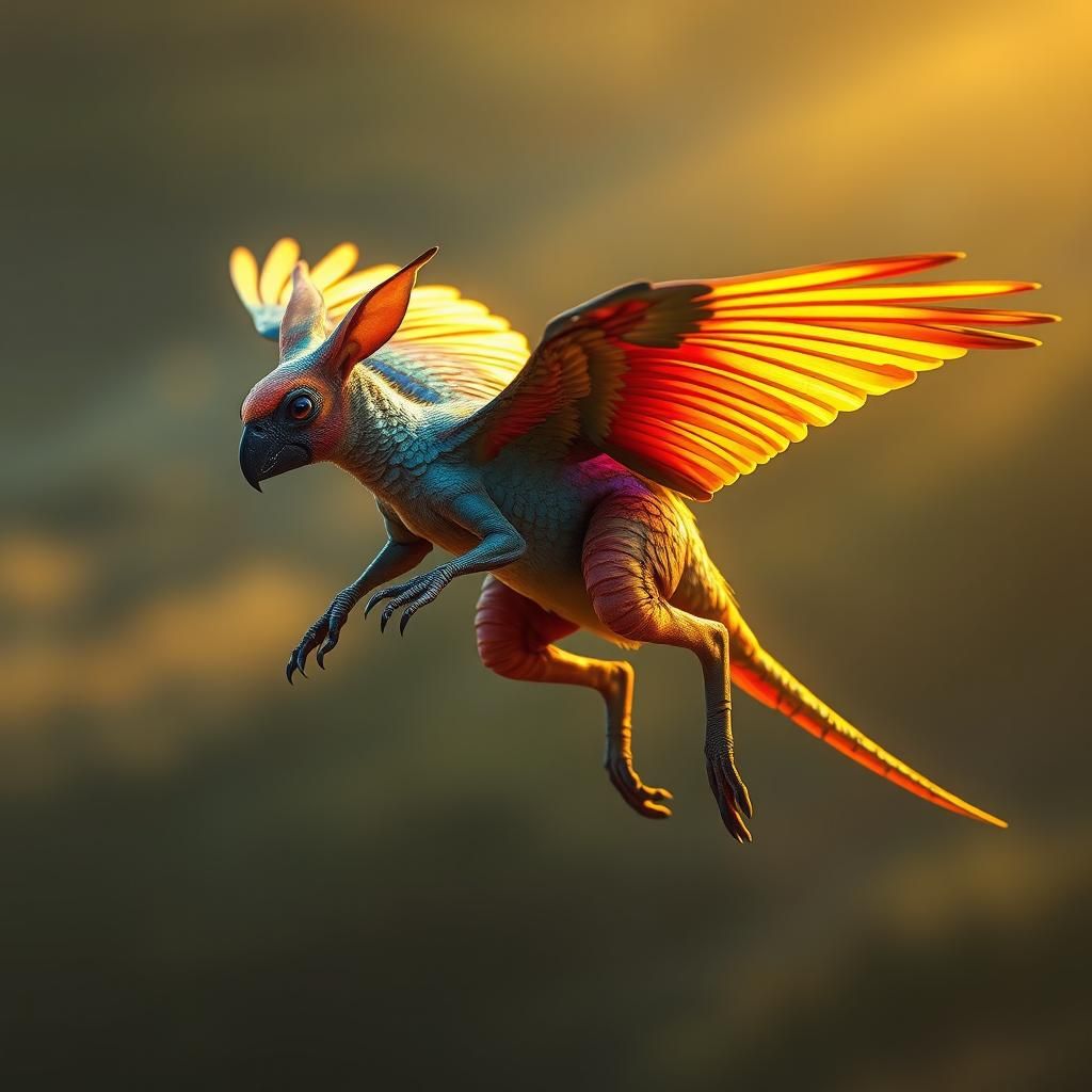 Realistic parangaroo in flight
