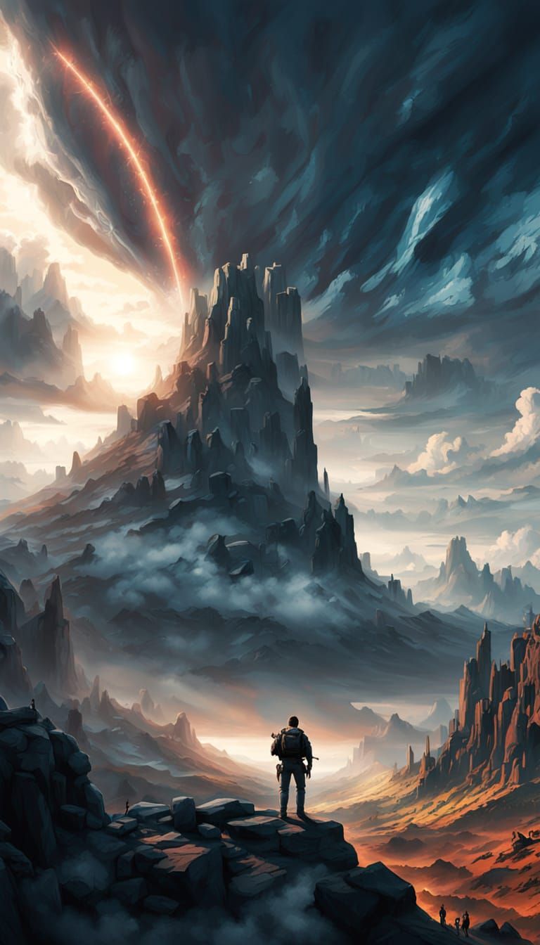 Epic Cinematic RCMP Officer in a Swirling Vortex of Clouds a...