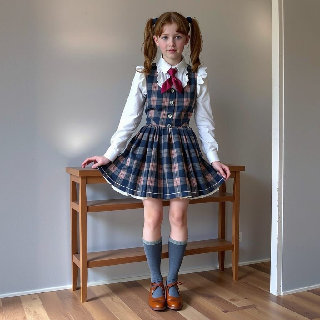 Elegant Schoolgirl Attire in a Cozy Boutique Setting