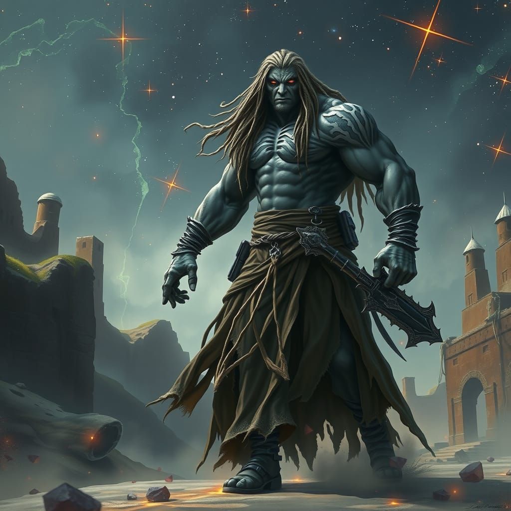 Ghost Warrior in Starry Abandoned Land