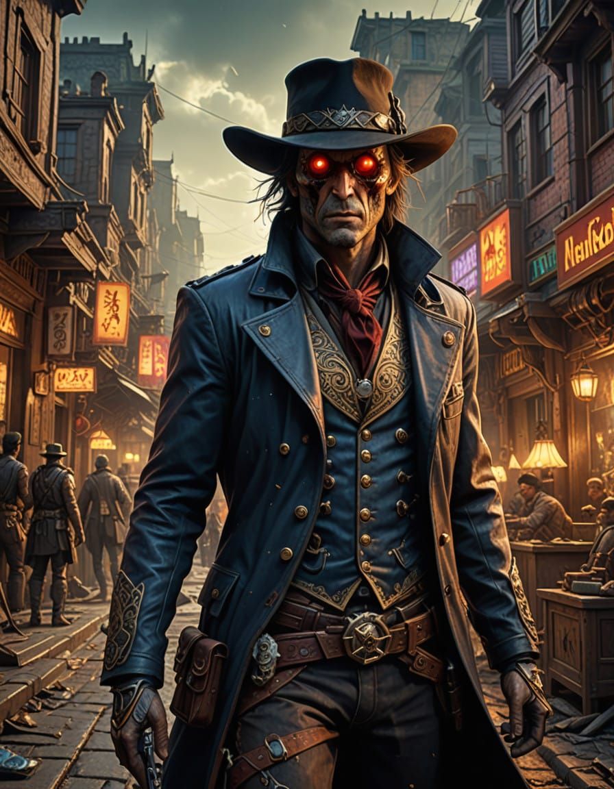 Hyperdetailed Gunslinger in a Wild West Nightmare
