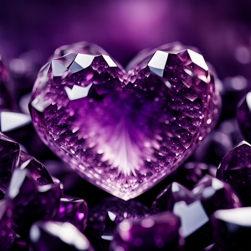 Mystical Purple Crystal Heart in Dark Fantasy Style