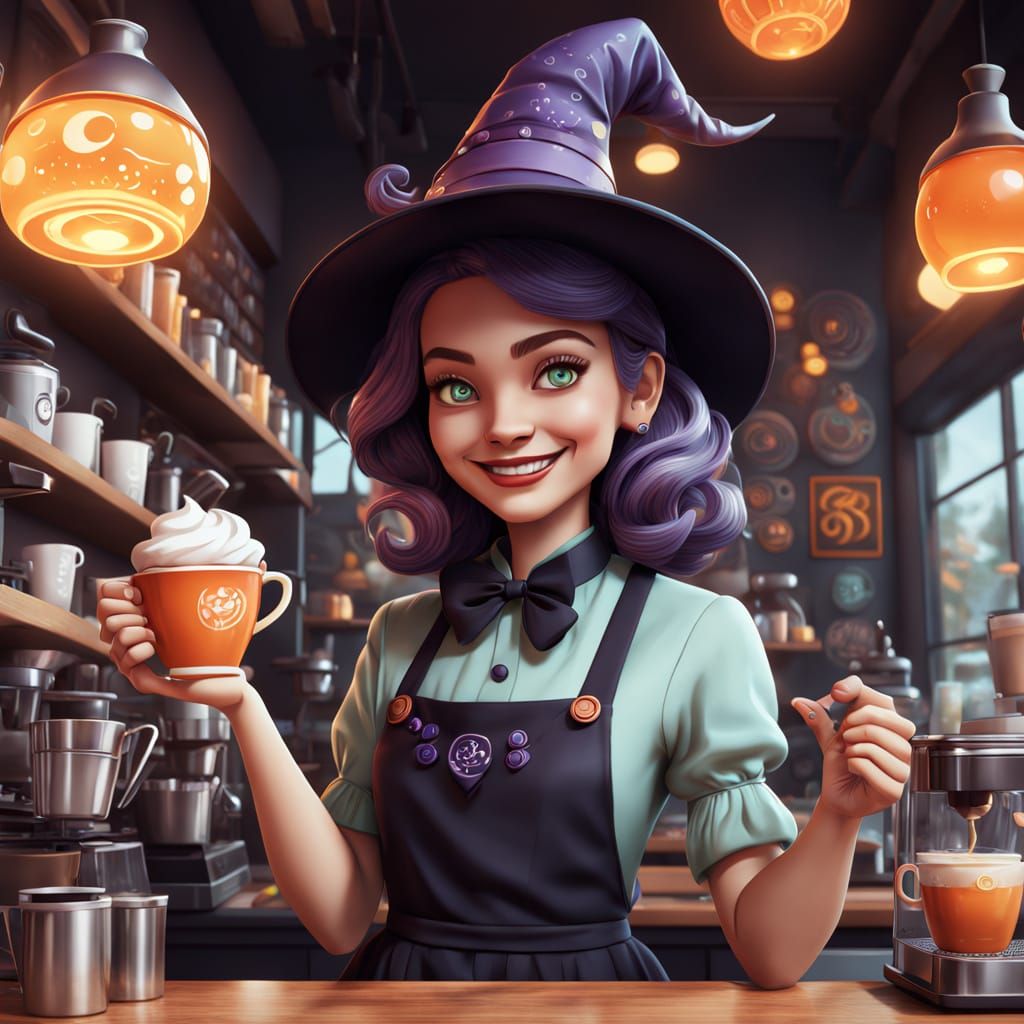 Whimsical Coffee Shop with Magical Potions