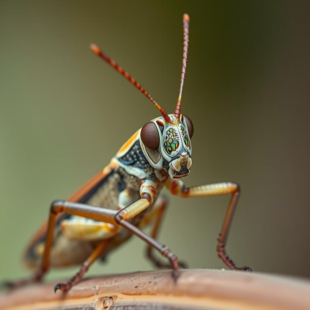 Hyperrealistic Grasshopper in 8K with Iridescent Details