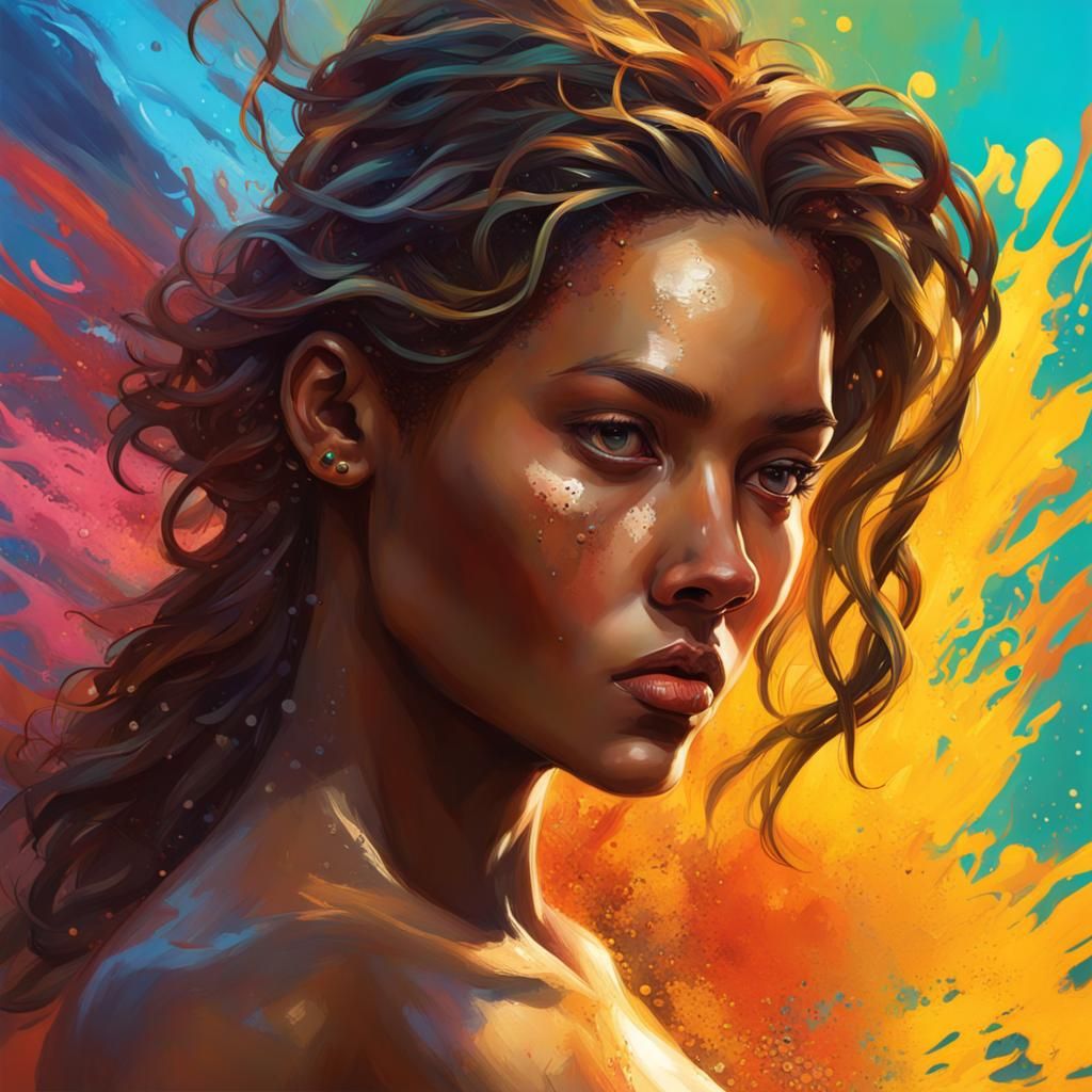Hyperrealistic Calypso Portrait in Splash Art Style