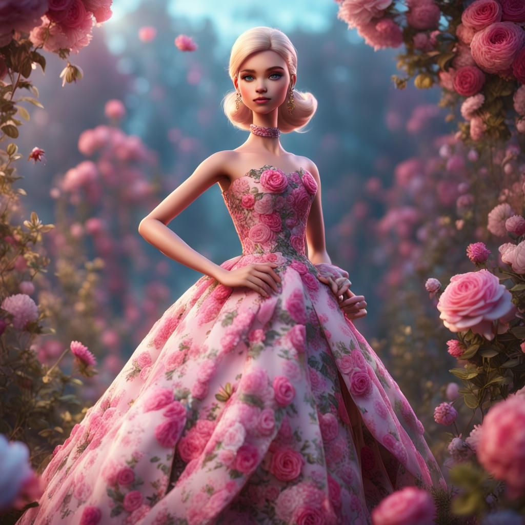 Girly Boy in Flowery Gown: Detailed Fantasy Art